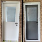 White stainless steel security door_befor after